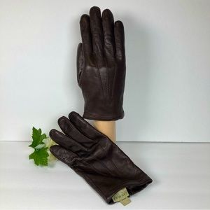 Fownes Brown Leather Gloves Cashmere Lining Unisex NWOT